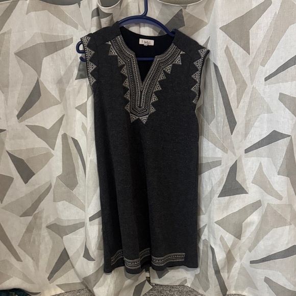 THML Dresses & Skirts - THML Dark Gray Sleeveless Dress with Embroidered Details